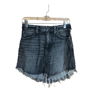 We the free free people Black Denim frayed mini skirt size 25